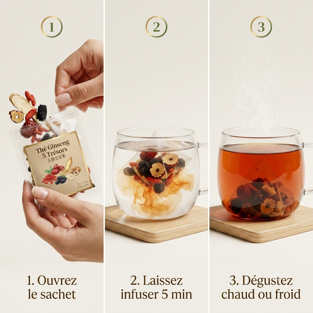 Thé Ginseng 5 Trésors — Infusion Bien-être Naturelle