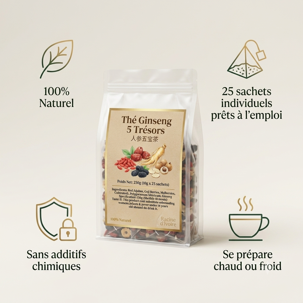 Thé Ginseng 5 Trésors — Infusion Bien-être Naturelle
